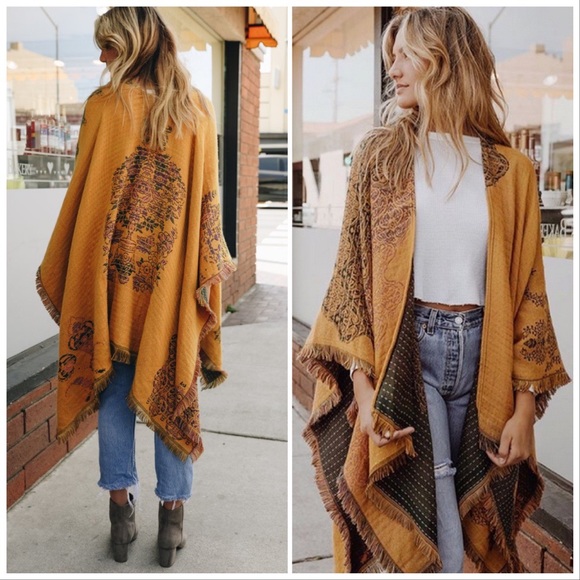 Bohemian Ruana Open Front Poncho - Picture 7 of 8